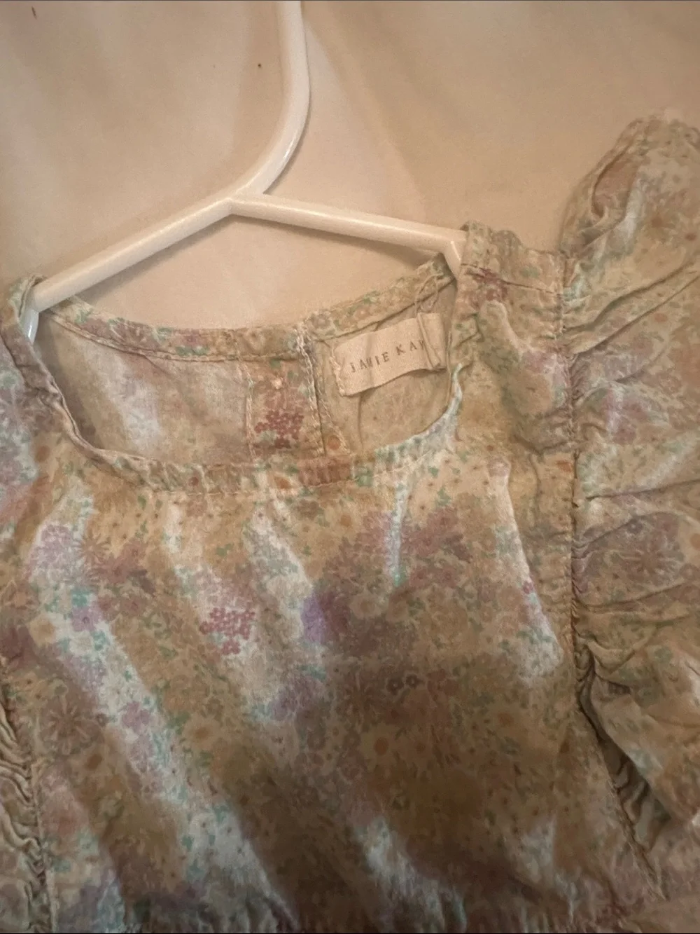 Jamie Kay Pastel Floral Ruffle Blouse in Mint, Lavender & Blush